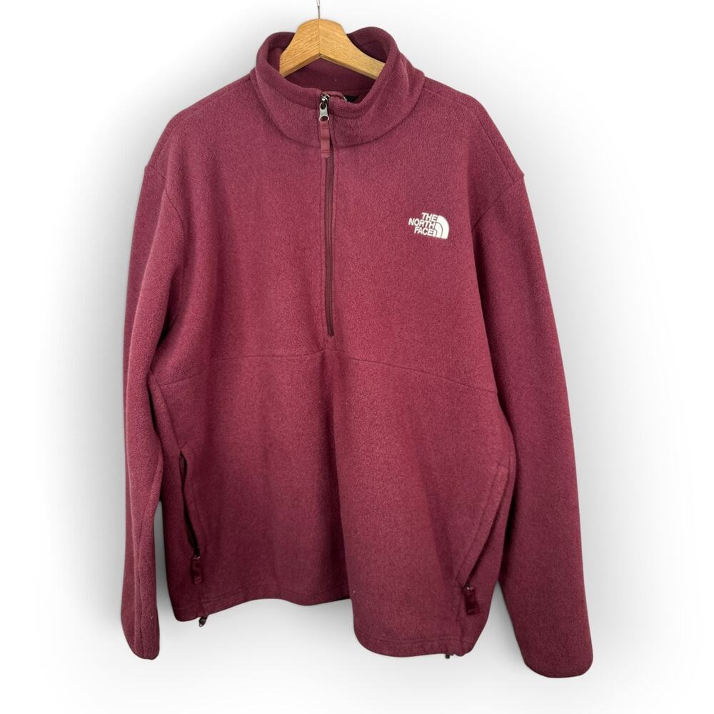 The North Face XL Maroon Fleece 1/4 Zip Pullover Jacket Outdoor Hiking Rugged